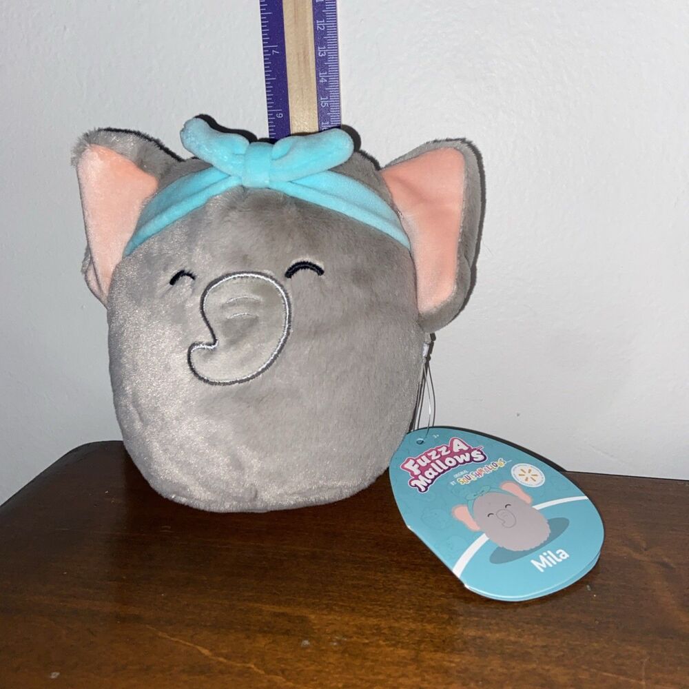 Squishmallows 5" Fuzz-A-Mallow Mila the Elephant Exclusive with Blue Headband